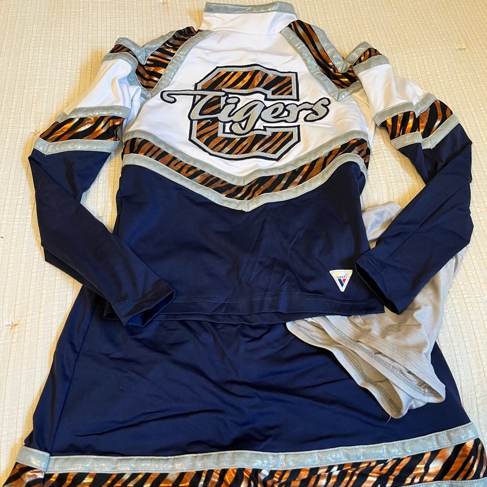 Varsity Navy and White Cheer Uniform